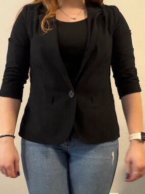 Frenchi Black Single-Button Women's Blazer